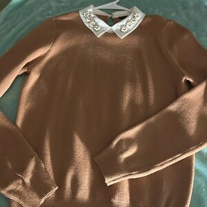 Pearl collared Tan sweater